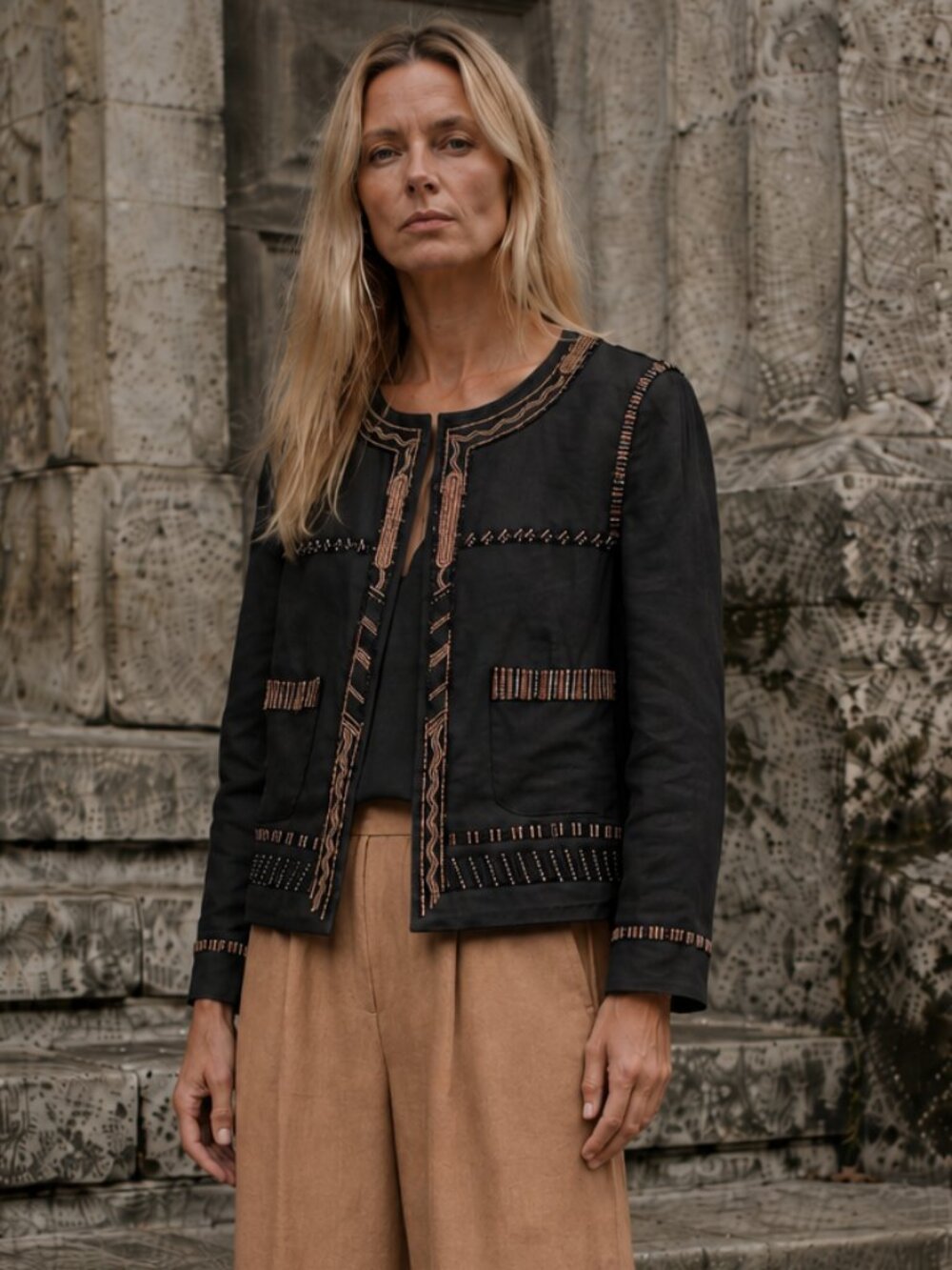 DKNY blazer jacket with beading throughout